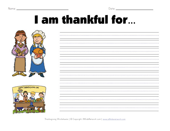 What are you thankful for? Worksheet