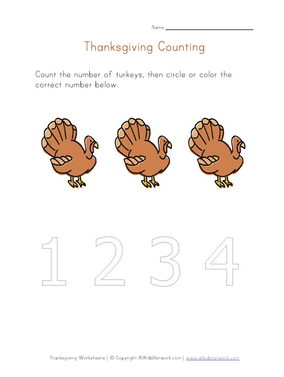 thanksgiving count to three worksheet