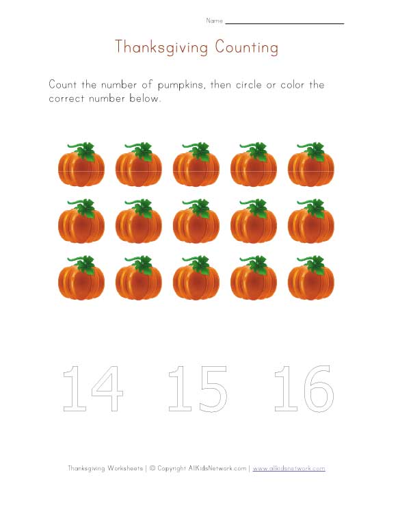 thanksgiving count to fifteen worksheet