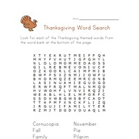 Thanksgiving Word Matching Worksheet for Kids | All Kids Network