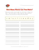 valentines spelling worksheet