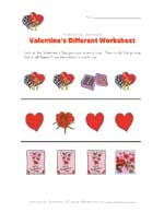 valentine's day different worksheet