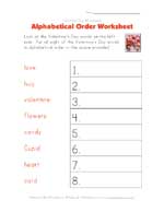 valentine's day alphabetical order worksheet
