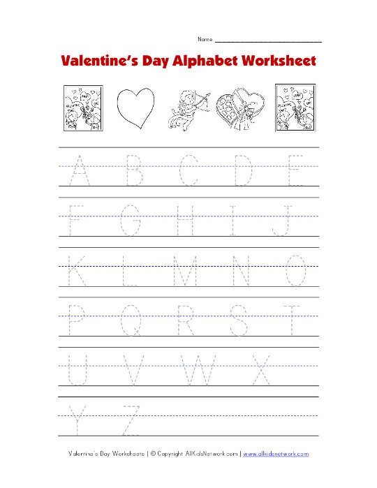 Valentine's Day Tracing Alphabet Worksheet