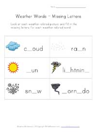 missing letters weather worksheet