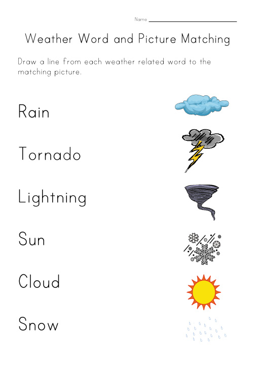 Weather Worksheet - Matching