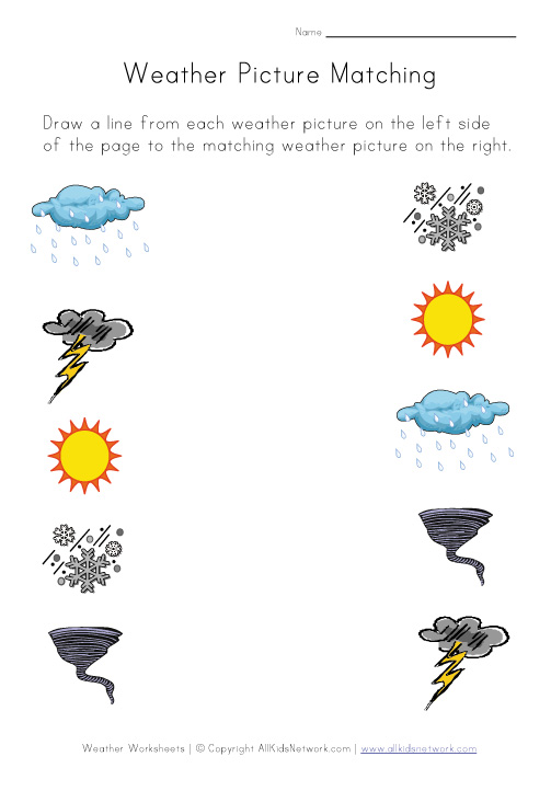 Weather Worksheet - Picture Matching