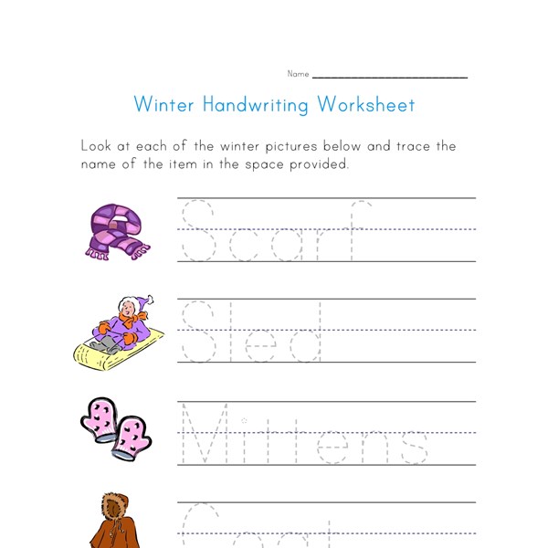 Winter Handwriting Worksheet All Kids Network