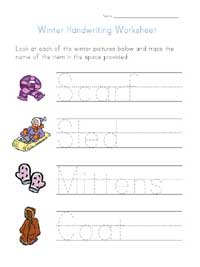 winter handwriting worksheet