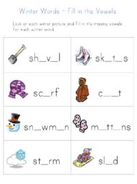 winter missing letters worksheet