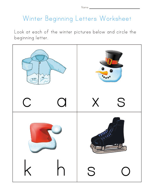 Beginning Letters Worksheet
