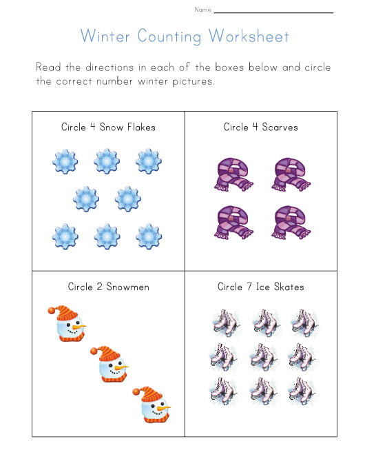 winter counting worksheet