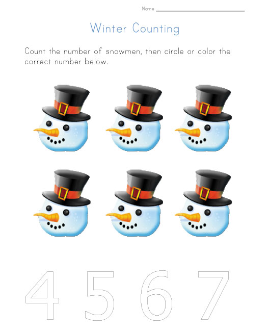 Winter Counting Worksheet - Number Six
