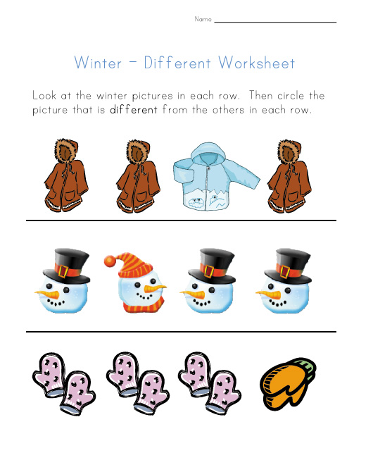 Winter Worksheet - Different