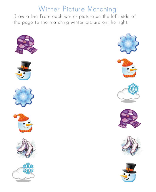 printable winter picture matching
