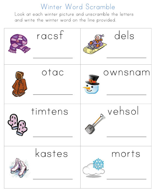 Winter Printable Worksheets