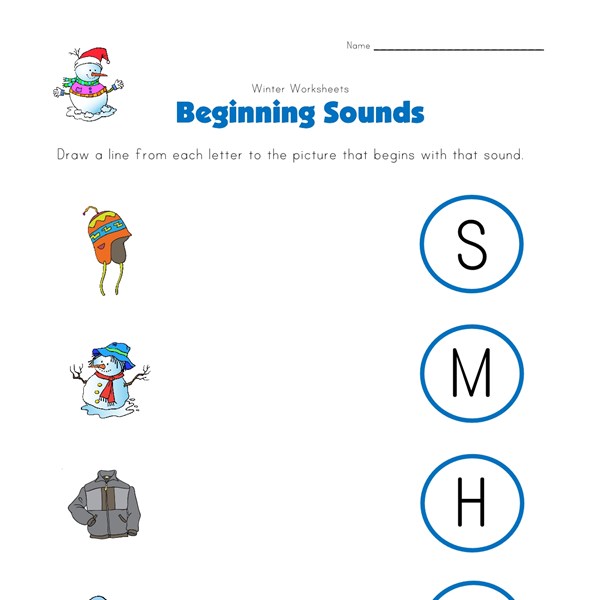 Winter Beginning Sounds Worksheet | All Kids Network