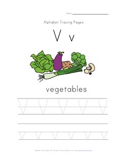 alphabet tracing letter v page