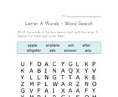letter a word search