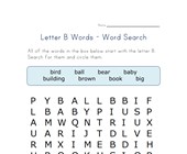 worksheets for preschool letter b letter b word search