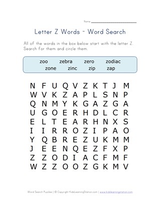 word search for every letter of the alphabet all kids network