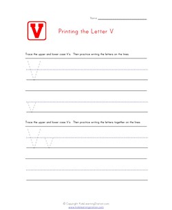 Alphabet Worksheet Letter V