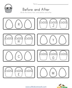 Easter Before and After Alphabet Worksheet