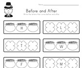 St. Patrick's Day Before and After Alphabet Worksheet