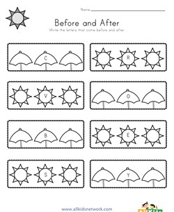 Summer Before and After Alphabet Worksheet