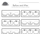 Thanksgiving Before and After Alphabet Worksheet