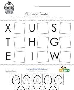 Easter Cut and Paste Letter Matching Worksheet