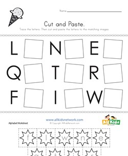 Summer Cut and Paste Letter Matching Worksheet