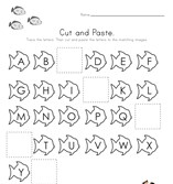 Fish Cut and Paste Missing Letters Worksheet
