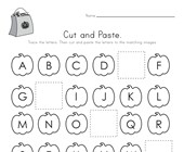 Halloween Cut and Paste Missing Letters Worksheet