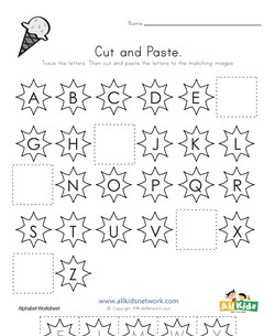 Summer Cut and Paste Missing Letters Worksheet