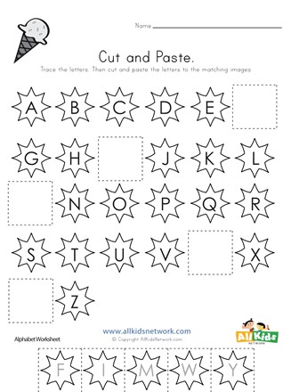 summer cut and paste missing letters worksheet all kids network