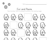 Winter Cut and Paste Missing Letters Worksheet