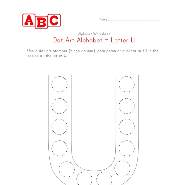 Dot Art Letter U All Kids Network