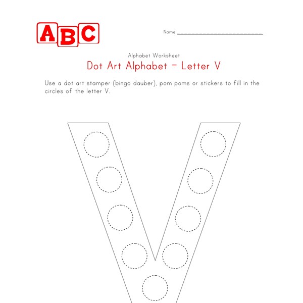 Download Dot Art Letter V | All Kids Network