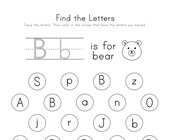 worksheets for preschool letter b Find the Letter B Worksheet