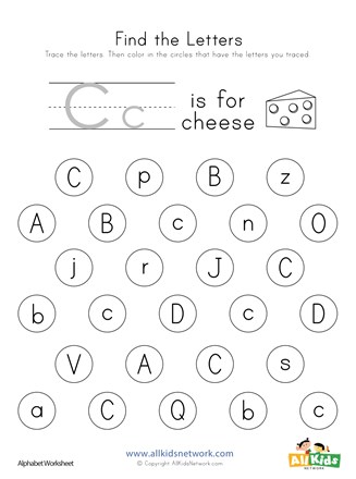 Find the Letter C Worksheet | All Kids Network