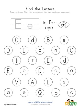 Find the Letter E Worksheet | All Kids Network