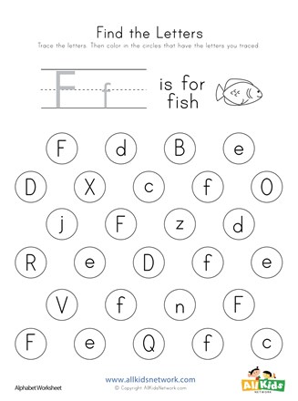 Find the Letter F Worksheet | All Kids Network