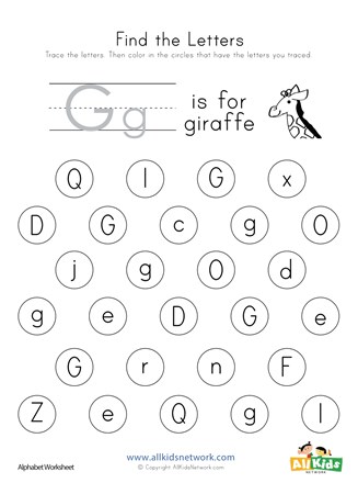 Find the Letter G Worksheet | All Kids Network