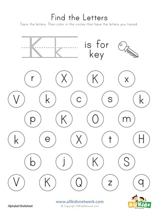 find the letter k worksheet all kids network