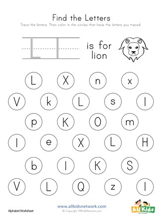 Find the Letter L Worksheet | All Kids Network