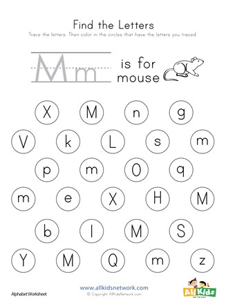 Find the Letter M Worksheet | All Kids Network
