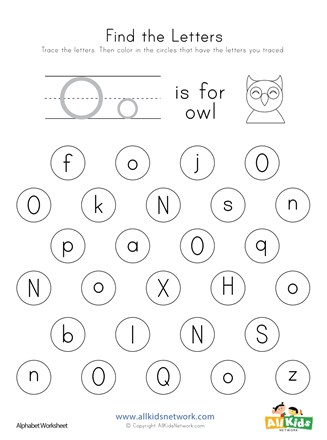 Find The Letter O Worksheet | All Kids Network