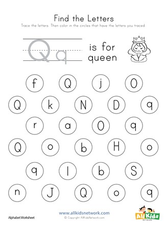 Find the Letter Q Worksheet | All Kids Network
