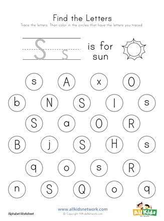 Find the Letter S Worksheet | All Kids Network